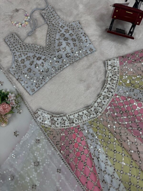 Fox Georgette Embroidered Lehenga with 9mm Sequins - Image 14
