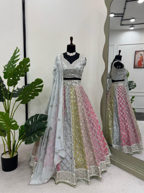 Fox Georgette Embroidered Lehenga with 9mm Sequins - Image 5