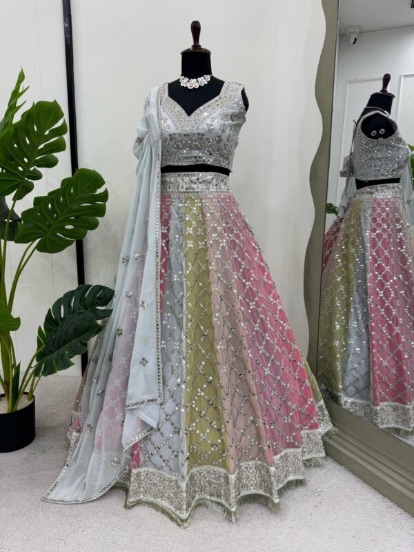 Fox Georgette Embroidered Lehenga with 9mm Sequins - Image 4