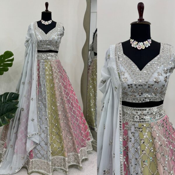 Fox Georgette Embroidered Lehenga with 9mm Sequins - Image 3