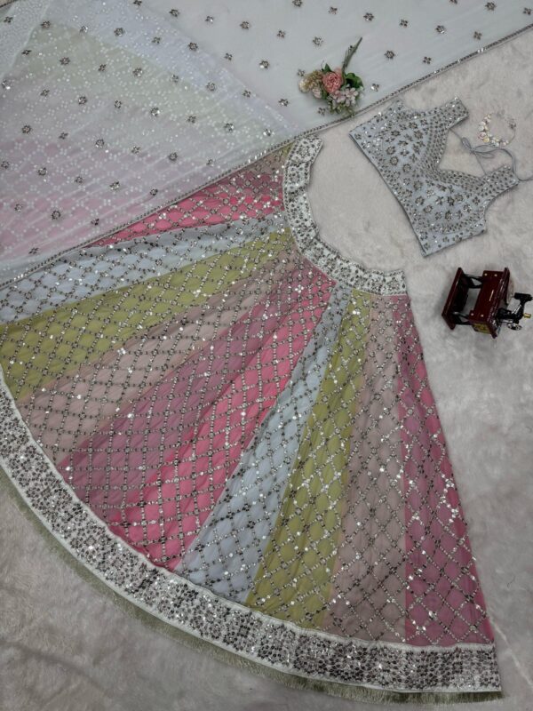 Fox Georgette Embroidered Lehenga with 9mm Sequins - Image 8
