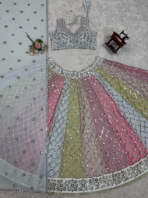 Fox Georgette Embroidered Lehenga with 9mm Sequins - Image 7