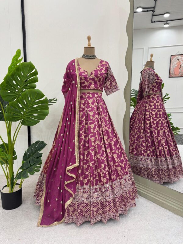 Jacquard Embroidered Lehenga with Can-Can