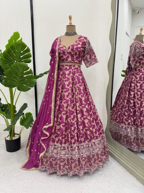 Jacquard Embroidered Lehenga with Can-Can - Image 4