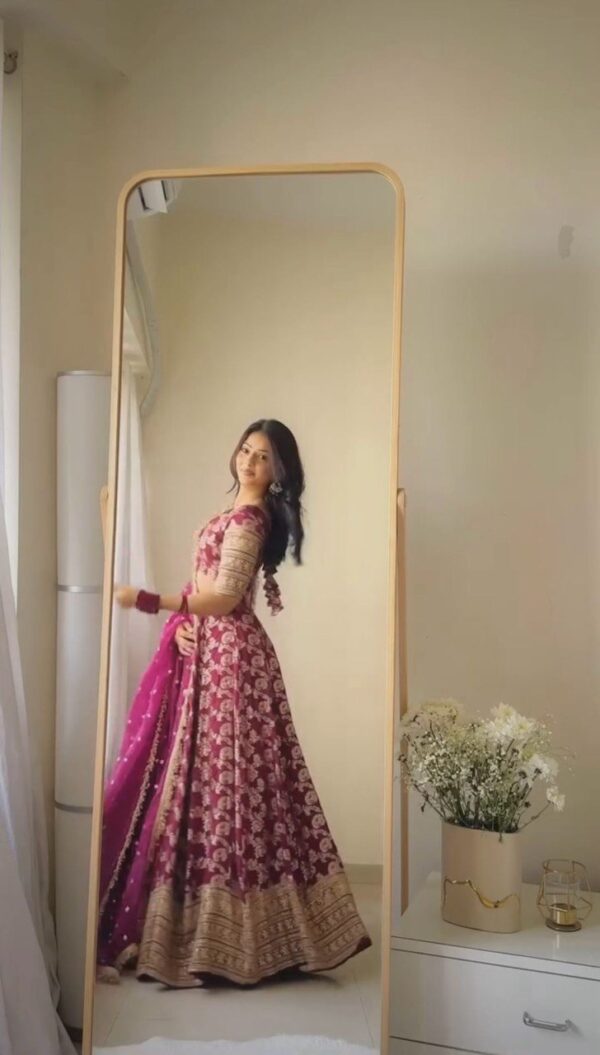 Jacquard Embroidered Lehenga with Can-Can - Image 6