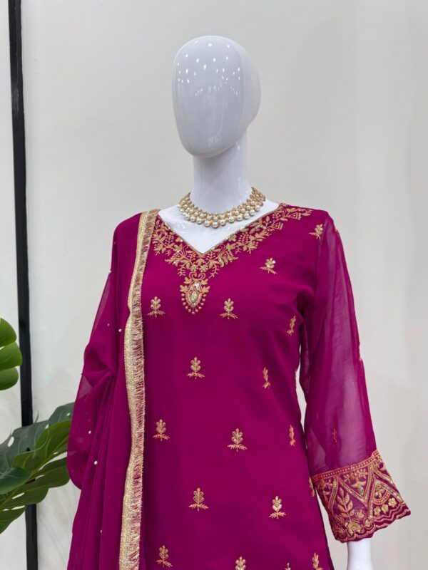Elegant Faux Georgette Suit Set with Thread & Sequence Work - Image 2