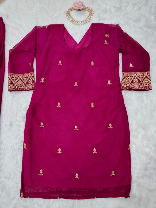 Elegant Faux Georgette Suit Set with Thread & Sequence Work - Image 3