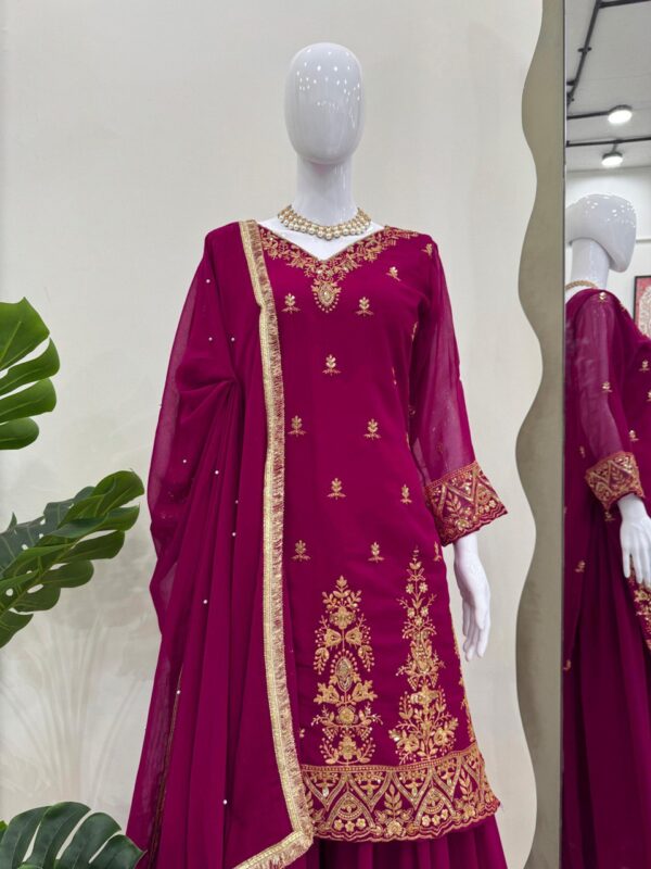 Elegant Faux Georgette Suit Set with Thread & Sequence Work - Image 4