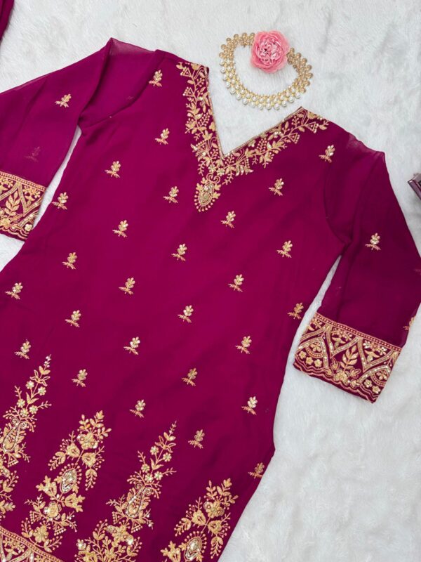 Elegant Faux Georgette Suit Set with Thread & Sequence Work - Image 6