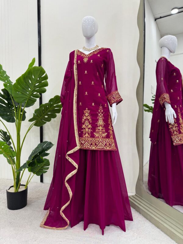Elegant Faux Georgette Suit Set with Thread & Sequence Work - Image 14