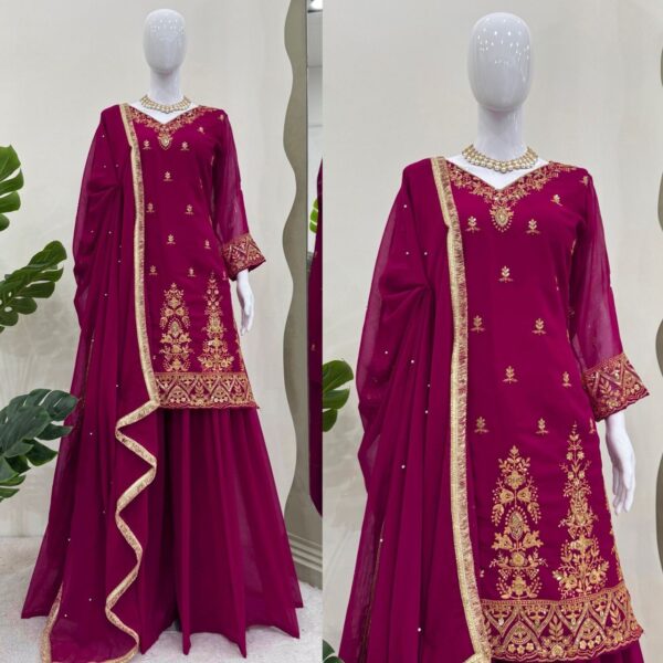 Elegant Faux Georgette Suit Set with Thread & Sequence Work - Image 15