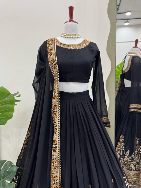Faux Georgette Embroidered Lehenga with Can-Can - Image 2