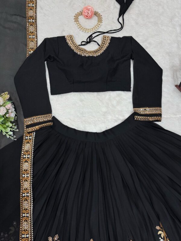 Faux Georgette Embroidered Lehenga with Can-Can - Image 3