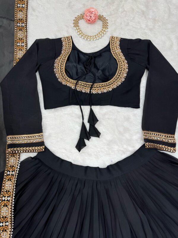 Faux Georgette Embroidered Lehenga with Can-Can - Image 4