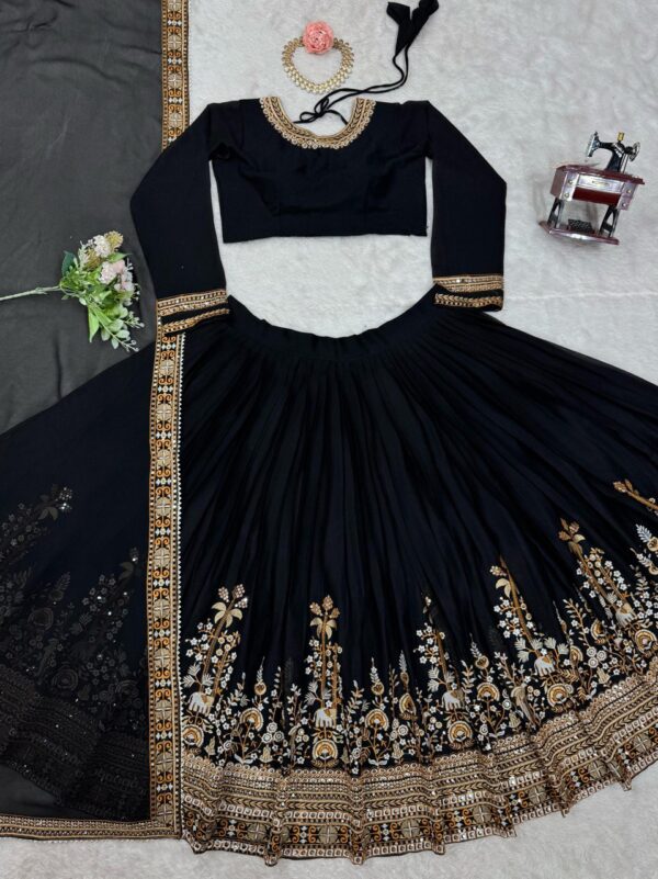 Faux Georgette Embroidered Lehenga with Can-Can - Image 6