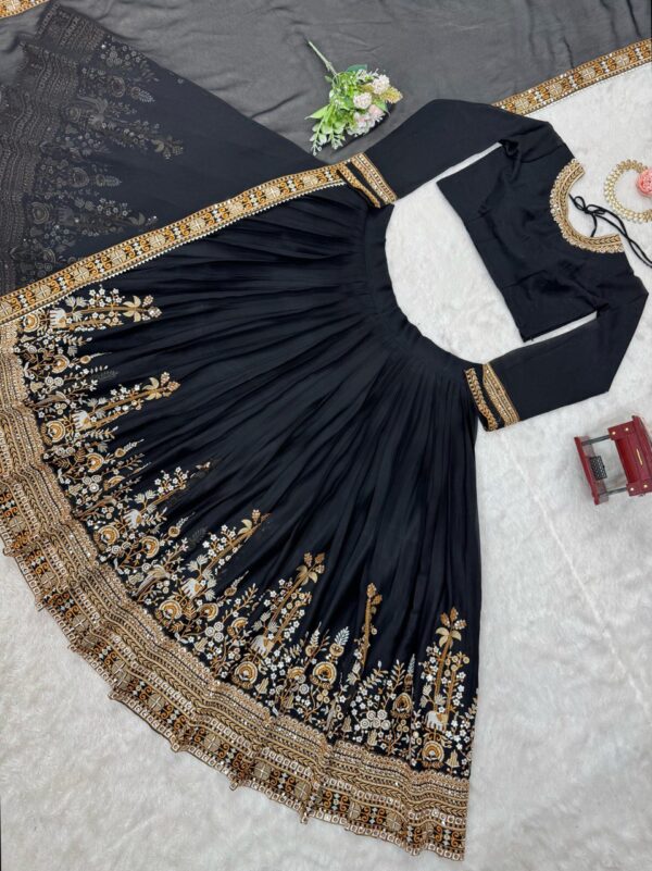 Faux Georgette Embroidered Lehenga with Can-Can - Image 7