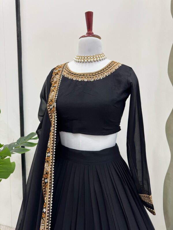 Faux Georgette Embroidered Lehenga with Can-Can - Image 9