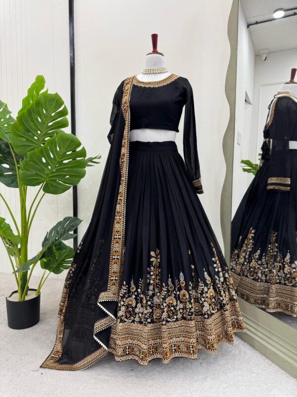 Faux Georgette Embroidered Lehenga with Can-Can - Image 10