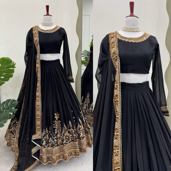 Faux Georgette Embroidered Lehenga with Can-Can - Image 11