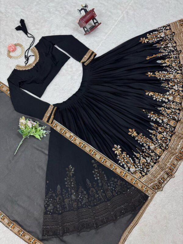 Faux Georgette Embroidered Lehenga with Can-Can - Image 15