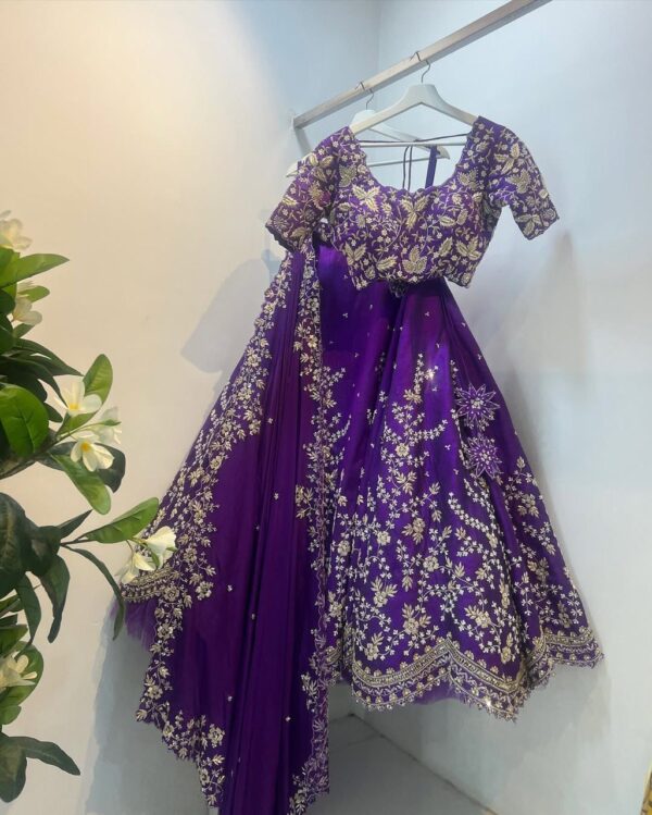 Faux Georgette Embroidered Lehenga with 4M Flair
