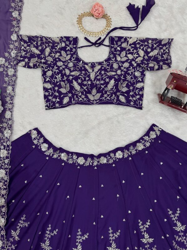 Faux Georgette Embroidered Lehenga with 4M Flair - Image 9