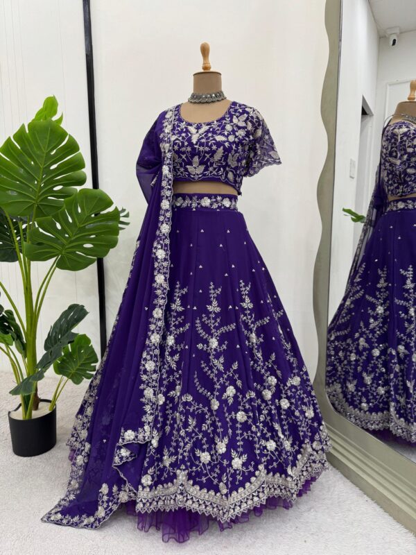 Faux Georgette Embroidered Lehenga with 4M Flair - Image 4