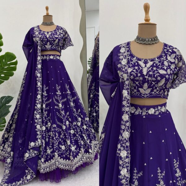 Faux Georgette Embroidered Lehenga with 4M Flair - Image 3