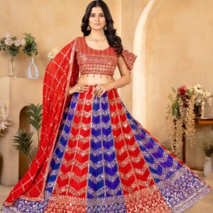 Exquisite Embroidered Faux Georgette Lehenga Set – A Perfect Party Wear Ensemble!