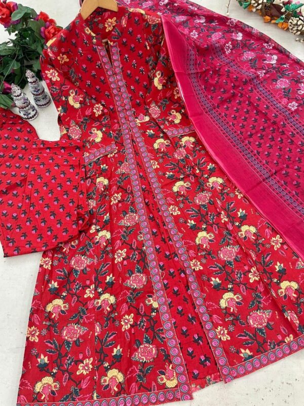Jazz & Co. Cotton Anarkali Kurti Set – Handwork & Malmal Dupatta - Image 6