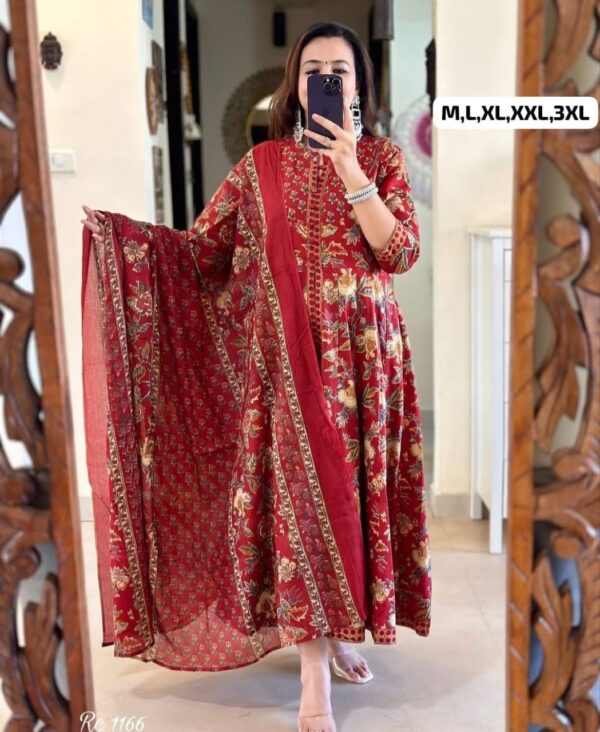 Jazz & Co. Cotton Anarkali Kurti Set – Handwork & Malmal Dupatta - Image 8