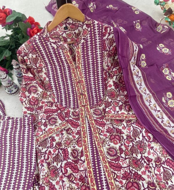 Jazz & Co. Cotton Anarkali Kurti Set – Handwork & Malmal Dupatta - Image 14