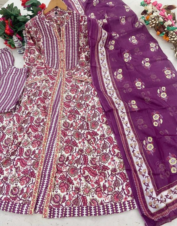 Jazz & Co. Cotton Anarkali Kurti Set – Handwork & Malmal Dupatta - Image 17