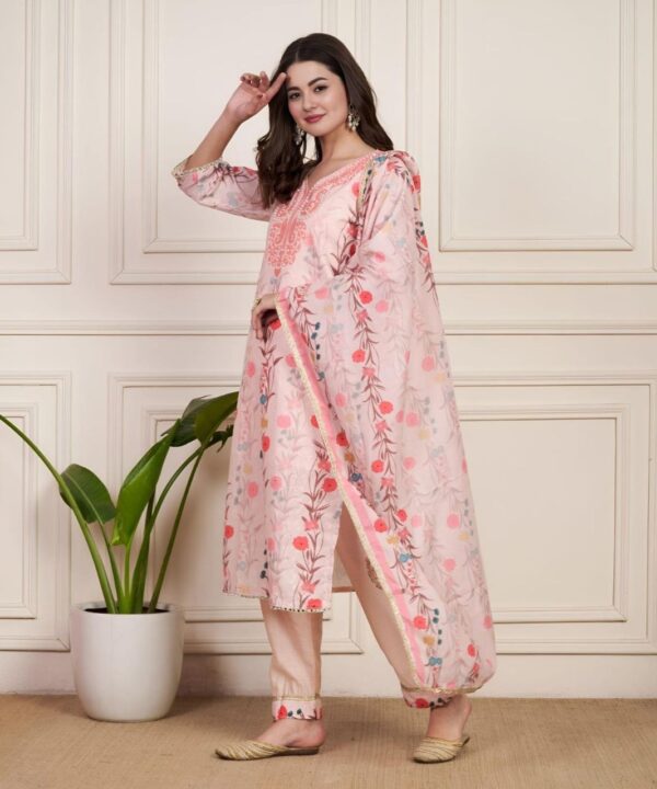 Jazz & Co. Blaze Handpainted Pakistani Shifli Linen Suit Set - Image 5