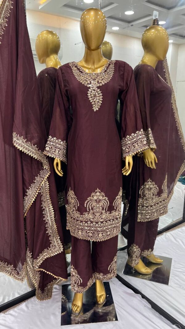 Jazz & Co. Elegant Chinon Silk Embroidered Suit – Ready to Wear - Image 2