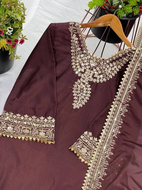 Jazz & Co. Elegant Chinon Silk Embroidered Suit – Ready to Wear - Image 6