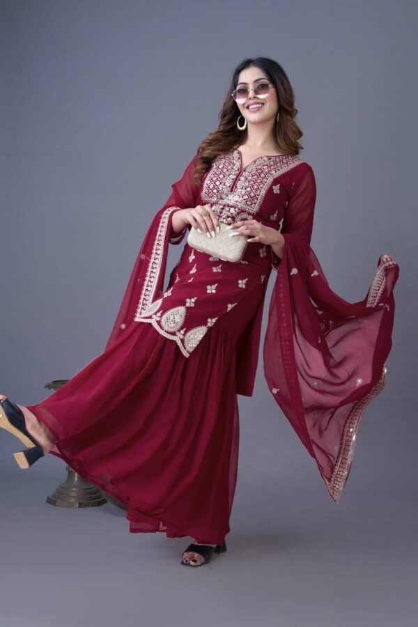 Jazz & Co. Designer Embroidered Top-Sharara Set – Party Wear Ready - Image 4