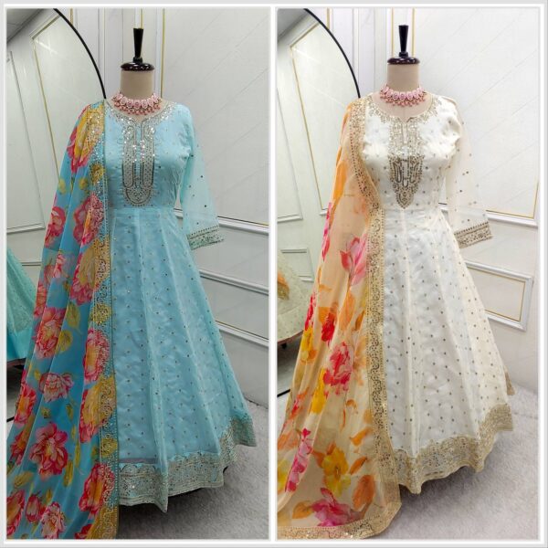 Jazz & Co. Tebby Organza Anarkali Gown Set – Timeless Elegance! - Image 3