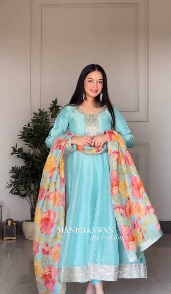 Jazz & Co. Tebby Organza Anarkali Gown Set – Timeless Elegance! - Image 4