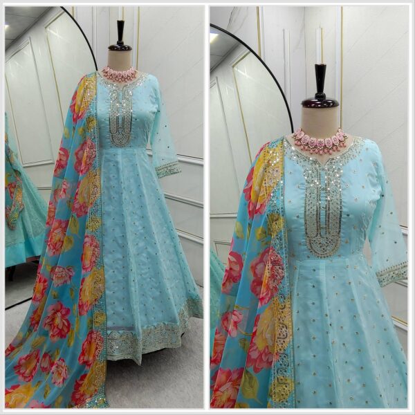 Jazz & Co. Tebby Organza Anarkali Gown Set – Timeless Elegance! - Image 8