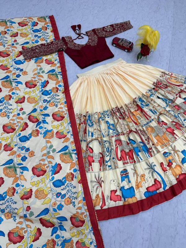premium Taby Silk floral lehenga with organza dupatta and unstitched blouse