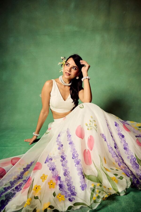 JAZZ CLOSET Taby Silk Floral Print Lehenga Set