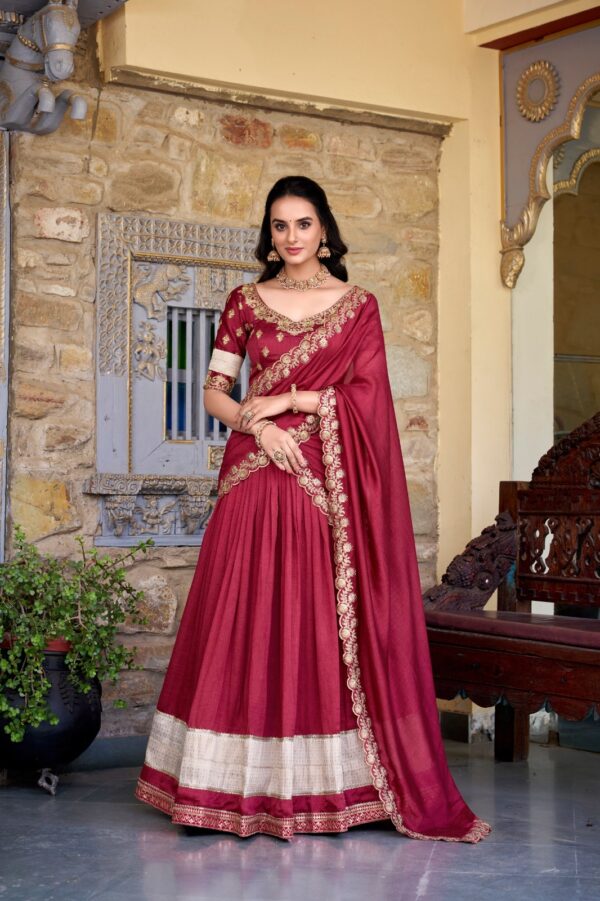 Vichitra Silk Zari Weaving Lehenga Set with Embroidered Dupatta | Jazz & Co. Closet Collection - Image 8