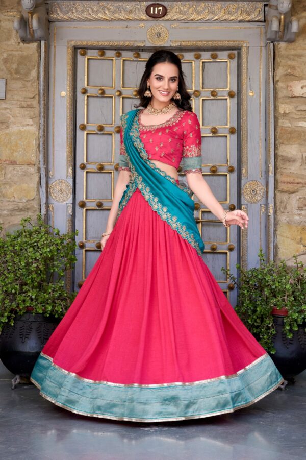 Vichitra Silk Zari Weaving Lehenga Set with Embroidered Dupatta | Jazz & Co. Closet Collection - Image 7