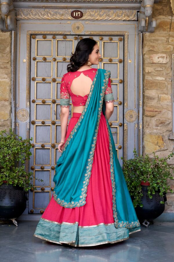 Vichitra Silk Zari Weaving Lehenga Set with Embroidered Dupatta | Jazz & Co. Closet Collection - Image 6