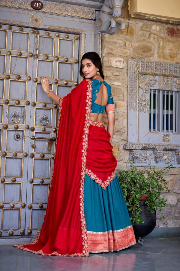 Vichitra Silk Zari Weaving Lehenga Set with Embroidered Dupatta | Jazz & Co. Closet Collection - Image 4
