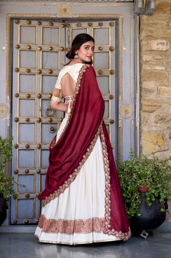 Vichitra Silk Zari Weaving Lehenga Set with Embroidered Dupatta | Jazz & Co. Closet Collection - Image 13