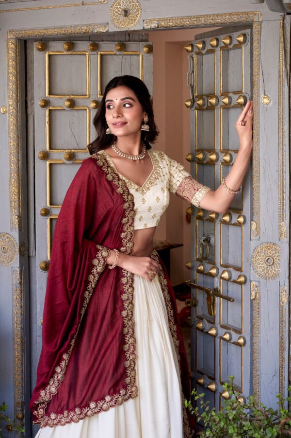 Vichitra Silk Zari Weaving Lehenga Set with Embroidered Dupatta | Jazz & Co. Closet Collection - Image 12