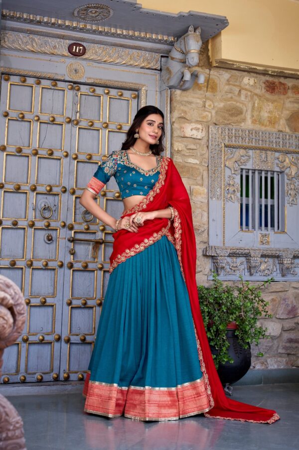 Vichitra Silk Zari Weaving Lehenga Set with Embroidered Dupatta | Jazz & Co. Closet Collection - Image 2