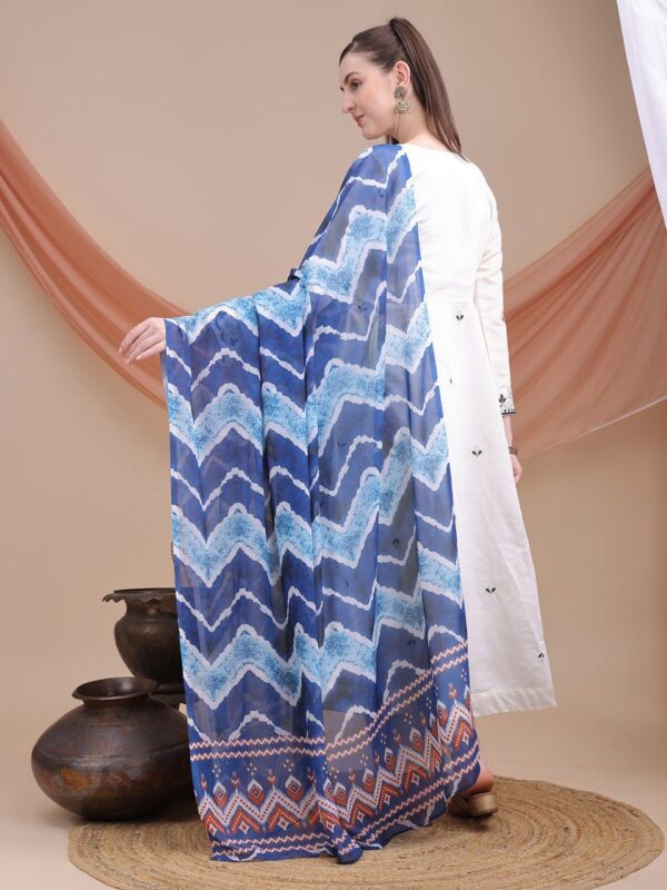 Off-White Roman Silk Embroidered Kurti Set with Digital Print Dupatta | Jazz & Co. Closet Collection - Image 2